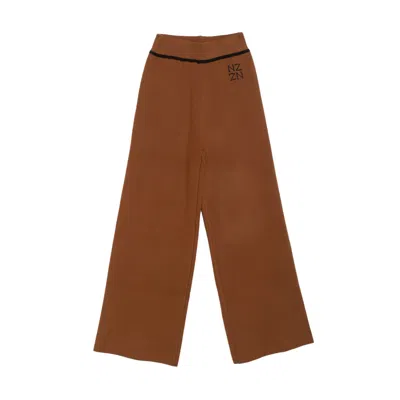 Niza Women's Knitted And Elastic High-waist Pants Brown