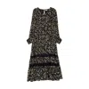 Niza Women's Long Black Dress With White Polka Dots In Multi