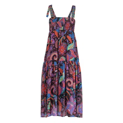 Niza Women's Long Dress With Flared Panels In Multi