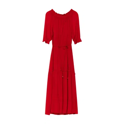 Niza Women's Long Red Long-sleeve Dress Madeira