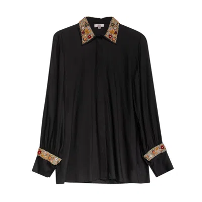 Niza Women's Long Sleeve Shirt With Embroidery Arielle Black