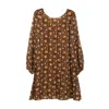 Niza Women's Long Sleeve Short Dress Brown In Brown