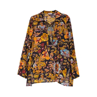 Niza Women's Long Sleeved Blouse With A V-neckline In Multi