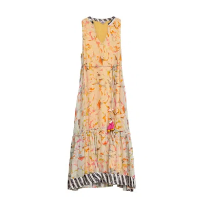 Niza Women's Long Sleeveless Dress With Floral Print Multicolor