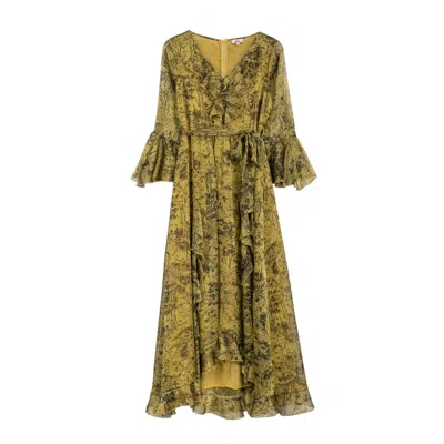 Niza Women's Malena Long Green Printed Dress