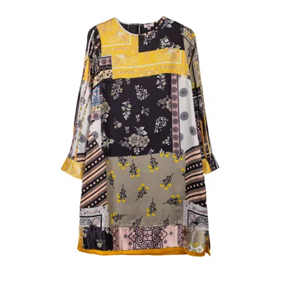 Niza Women's Mia Patchwork Dress In Green/pink/yellow
