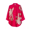 Niza Women's Neutrals / Pink / Purple Pink Floral Printed Linen Shirt Tulum