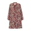 Niza Women's Neutrals Short Dress With Lapel Collar And Embroidery