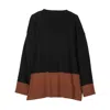 Niza Women's Orange Loose Fitting Turtleneck Sweater In Black