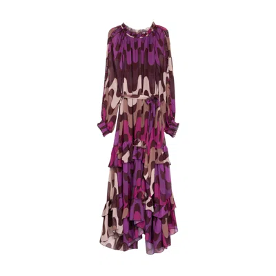 Niza Women's Ornamental Long Dress In Purple