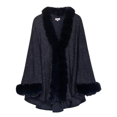 Niza Women's Petra Blue Lurex Poncho In Multi