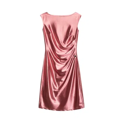 Niza Women's Pink Elle Metallic Short Dress With Draping At The Waist