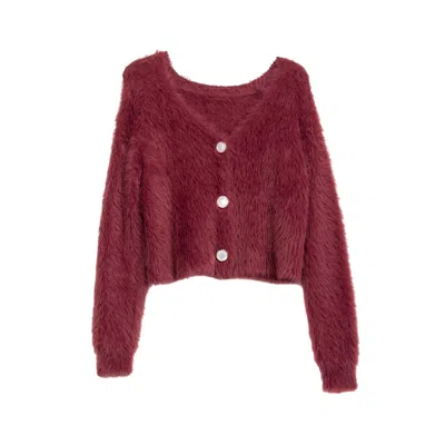 Niza Women's Pink Knit Sweater With Fur