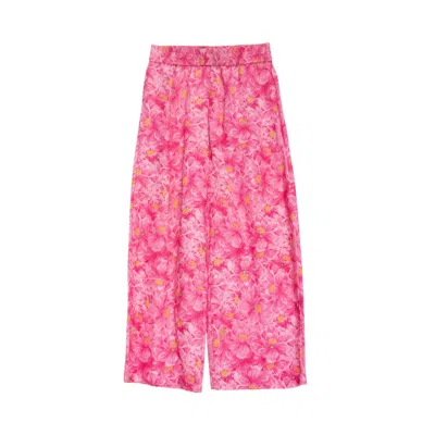 Niza Women's Pink Midi Dress With Round Neckline, Short Sleeves And Floral Print