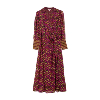 Niza Women's Pink / Purple Alice Polka Dot Midi Dress In Pink/purple