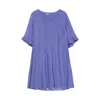 Niza Women's Pink / Purple Short Dress With Short Sleeves And Polka Dots Texture Fabric Purple In Pink/purple