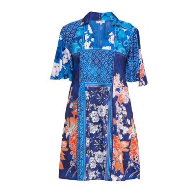 Niza Women's Pleated Short Dress Blue