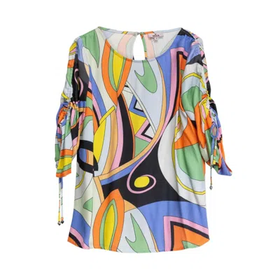 Niza Women's Printed Blouse With Round Neck In Multi