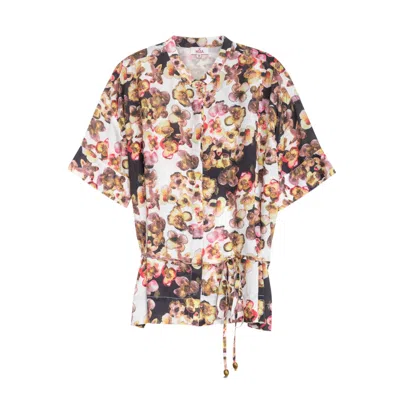 Niza Women's Printed Straight Dress With V-neck And Short Sleeves In Multi