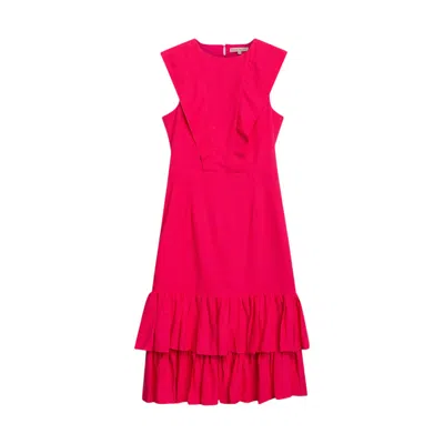 Niza Women's Purple Mai Midi Dress With Round Neckline