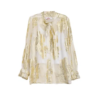 Niza Women's Raw White Long Sleeve Blouse