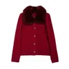 Niza Women's Red Jacket With Furry Collar In Red