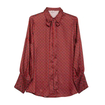 Niza Women's Red Long Sleeve Satin Shirt