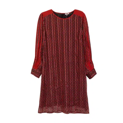 Niza Women's Red Long Sleeve Short Dress