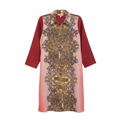 Niza Women's Red Short Printed Shirt Dress