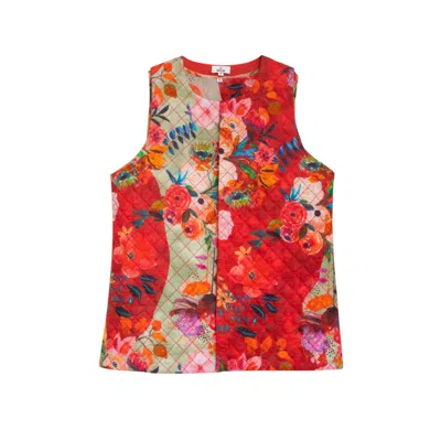 Niza Women's Romantic Inspired Maxi Dress With Ruffles And Floral Print In Red