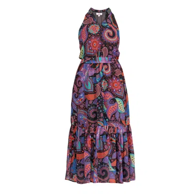 Niza Women's Round Neck Halter Midi Dress In Multi