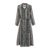 Niza Women's Shirt Midi Dress With Printed Lining Green In Green