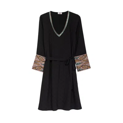 Niza Women's Short Black Dress With V-neckline