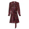 Niza Women's Short Dress With Buttons And Honeycomb Red In Red