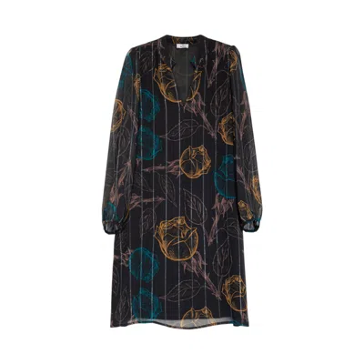 Niza Women's Short Dress With Floral Print Black