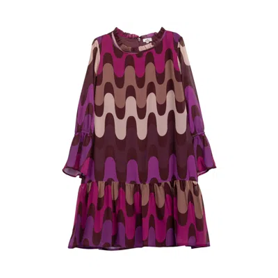 Niza Women's Short Dress With Ornamental French Sleeves In Multi