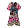Niza Women's Short Dress With Ruffle And Zipper In Back