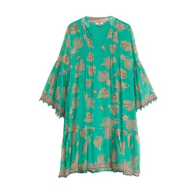 Niza Women's Short Dress With Ruffle Green