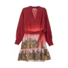 Niza Women's Short Flared Dress With Ruffle In Red