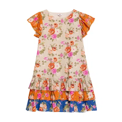 Niza Women's Short Floral Dress Rosys In Orange