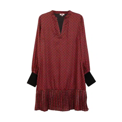 Niza Women's Short Pleated Dress Red