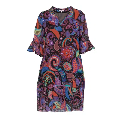 Niza Women's Short Relaxed Pleated Dress In Multi