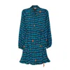 Niza Women's Short Shirt Dress With Ruffles Blue In Blue