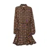 Niza Women's Short Shirt Dress With Ruffles Brown In Brown
