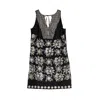 Niza Women's Short Sleeveless Dress With Embroidery Black In Black