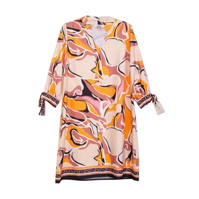 Niza Women's Short Straight Dress Multicolour In Orange