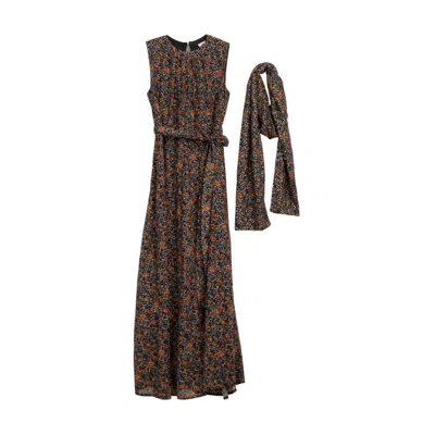 Niza Women's Sleeveless Floral Print Long Dress