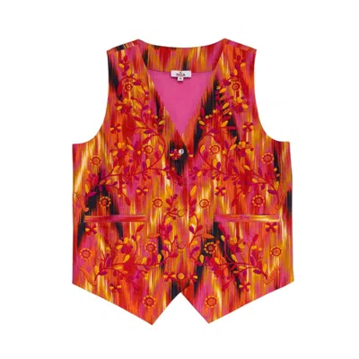 Niza Women's Vest With Embroidery And V-neckline In Multi