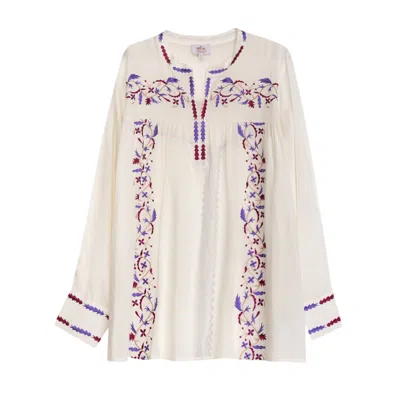Niza Women's White Embroidered Blouse Amalia