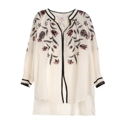 Niza Women's White Embroidered Blouse Isadora